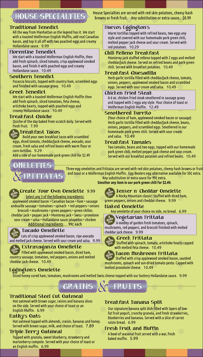 Eggington's Eggingtons Menu - American Menu in Casper, WY