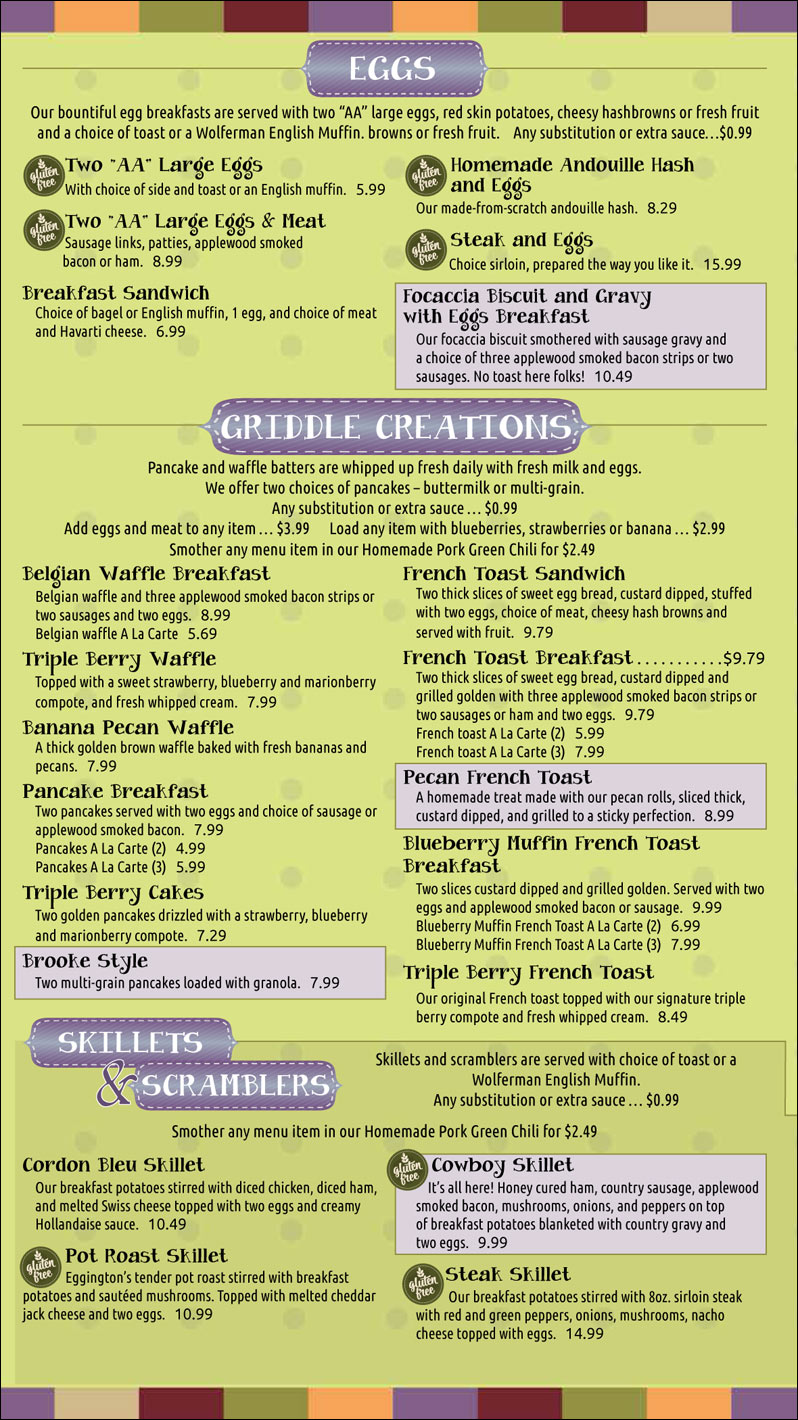 Eggington's Eggingtons Menu - American Menu in Casper, WY