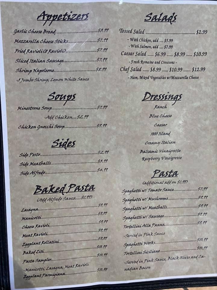 Fratelli's Italian grill Fratellis Italian grill Menu - Italian Menu in Pryor, OK