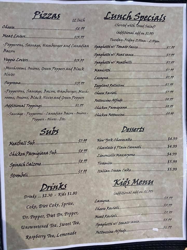 Fratelli's Italian grill Fratellis Italian grill Menu - Italian Menu in Pryor, OK