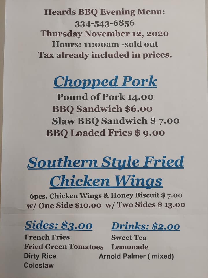 Heards BBQ And Soul Food Heards BBQ and Soul Food Menu - Soul Food Menu in Centreville, AL