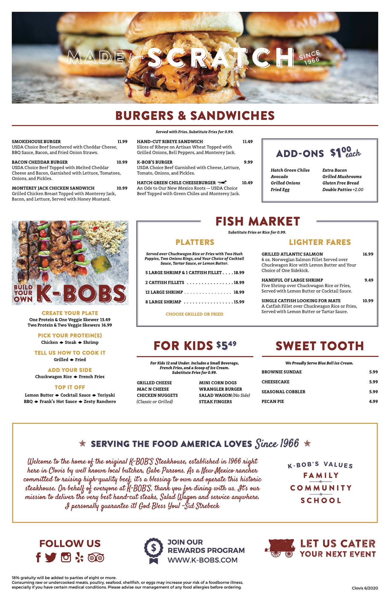 K-BOB'S Steakhouse Clovis K-BOB'S Steakhouse Clovis General Menu - American Menu in Clovis, NM