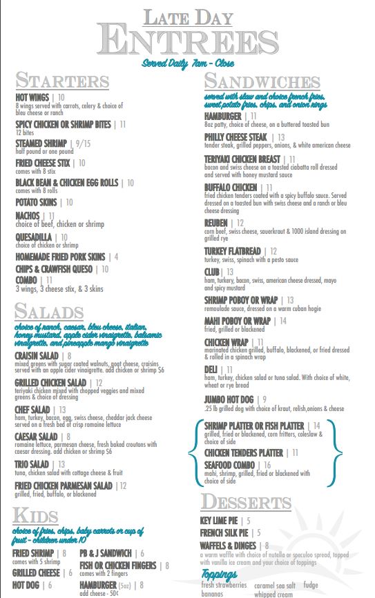 Kiva Grill Kiva Grill Menu - Bar Menu in Gulf Shores, AL