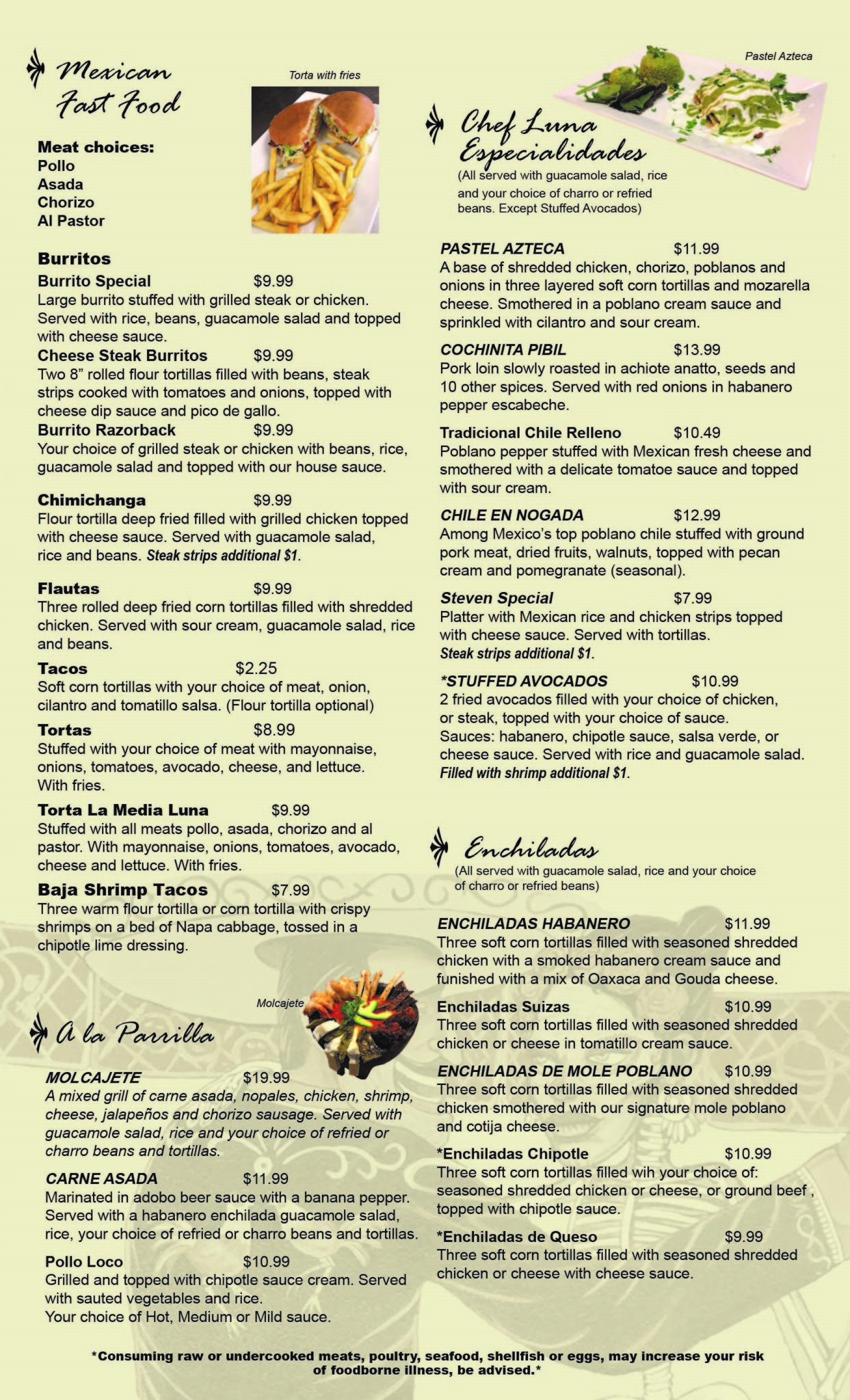 La Media Luna La Media Luna General Menu - Mexican Menu in Fayetteville, AR