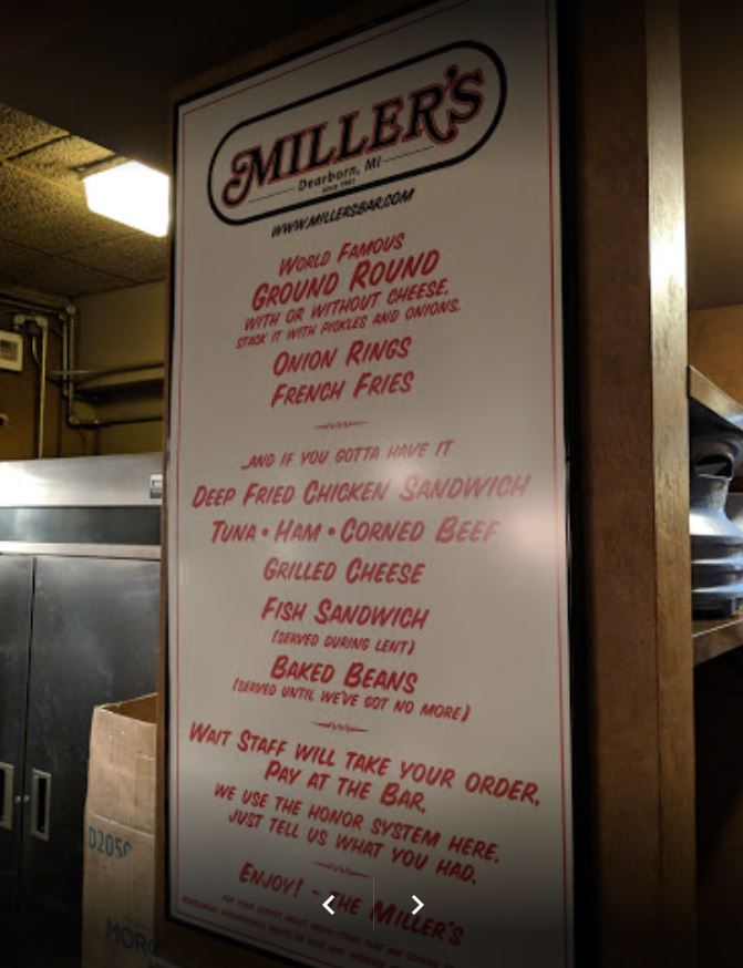 Miller's Bar Millers Bar Menu - Bar Menu in Dearborn, MI