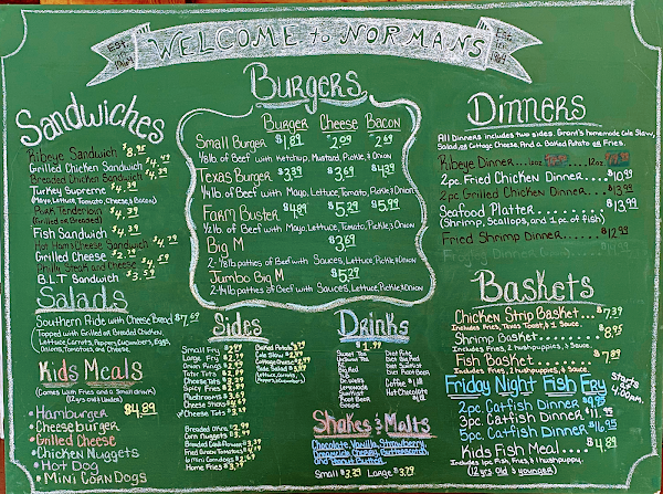 Norman McDonald's Country Drive-In Norman McDonalds Country Drive-In Menu - American Menu in Philpot, KY