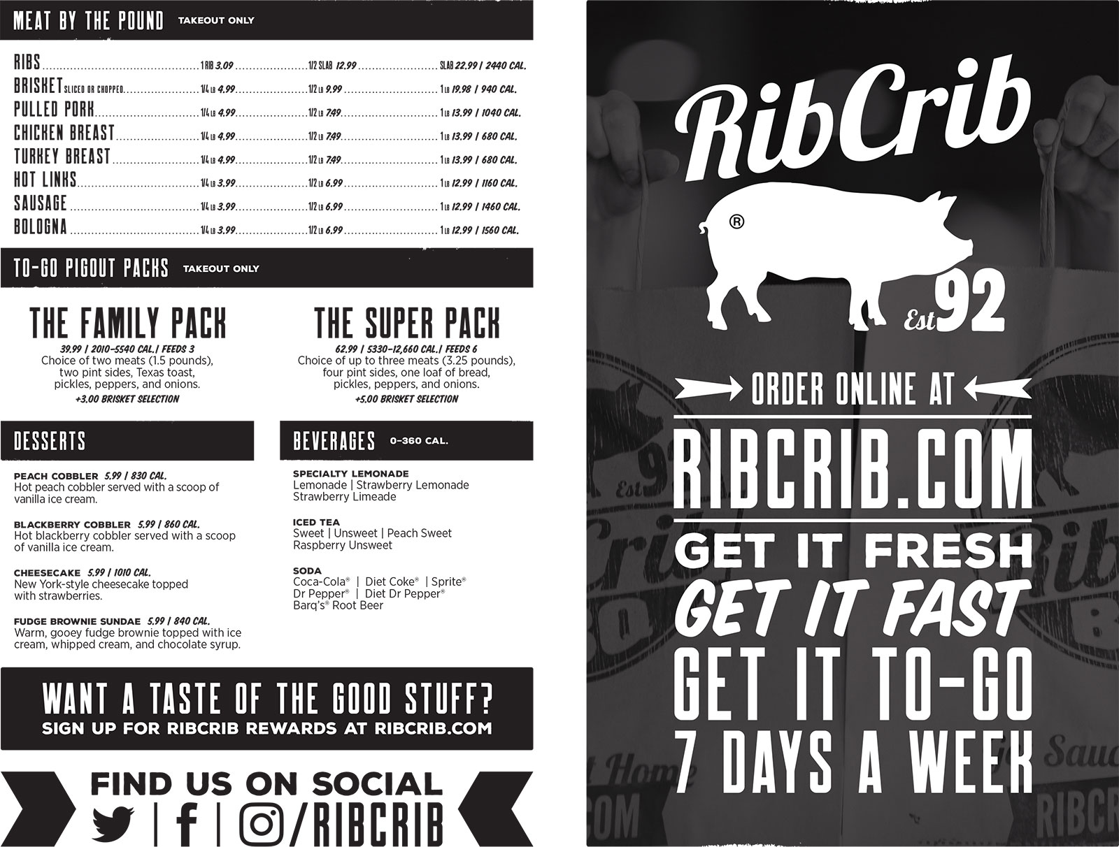 RibCrib BBQ RibCrib BBQ General Menu - BBQ Menu in Grove, OK