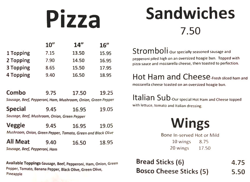 Sam's Una Pizza Sturgis, KY Sams Una Pizza Menu - Pizza Menu in Sturgis, KY