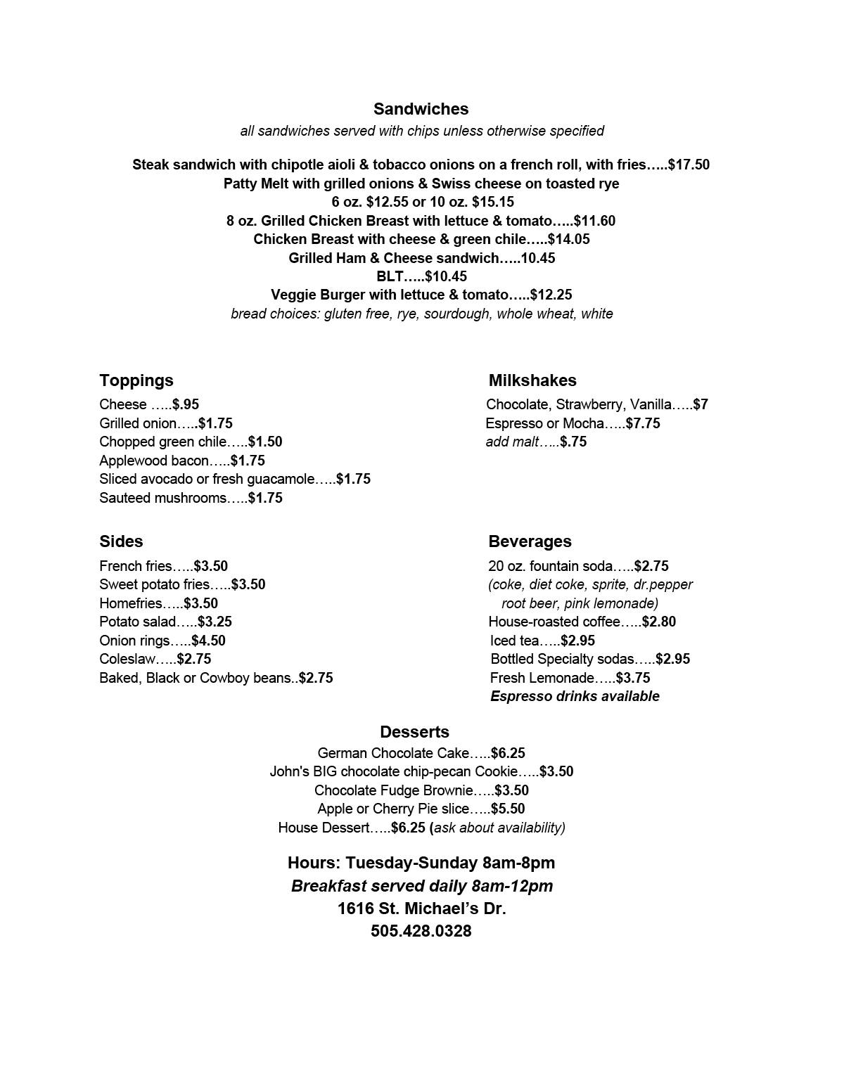 Santa Fe Bite Santa Fe Bite Menu - American Menu in Santa Fe, NM