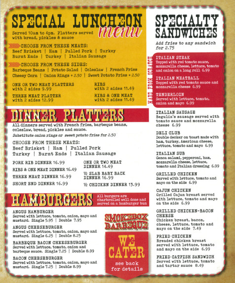 Smokebox BBQ Cafe Smokebox BBQ Menu - American Menu in Kansas City, MO