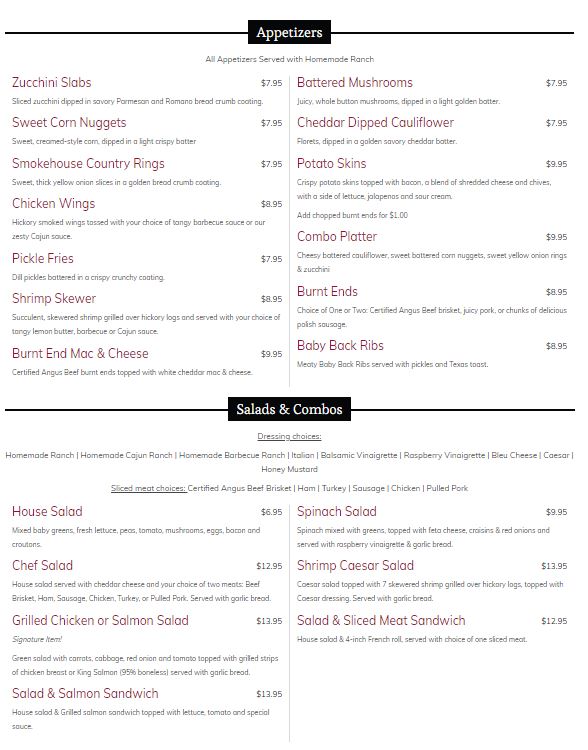 Smokehouse Barbecue - Kansas City, MO - Zona Rosa Smokehouse Barbecue - Kansas City, MO - Zona Rosa General Menu - BBQ Menu in Kansas City, MO