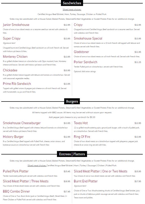 Smokehouse Barbecue - Kansas City, MO - Zona Rosa Smokehouse Barbecue - Kansas City, MO - Zona Rosa General Menu - BBQ Menu in Kansas City, MO