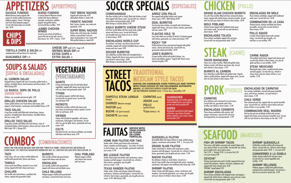 Soccer Taco Bearden Soccer Taco Bearden Menu - Tex-Mex Menu in Knoxville, TN