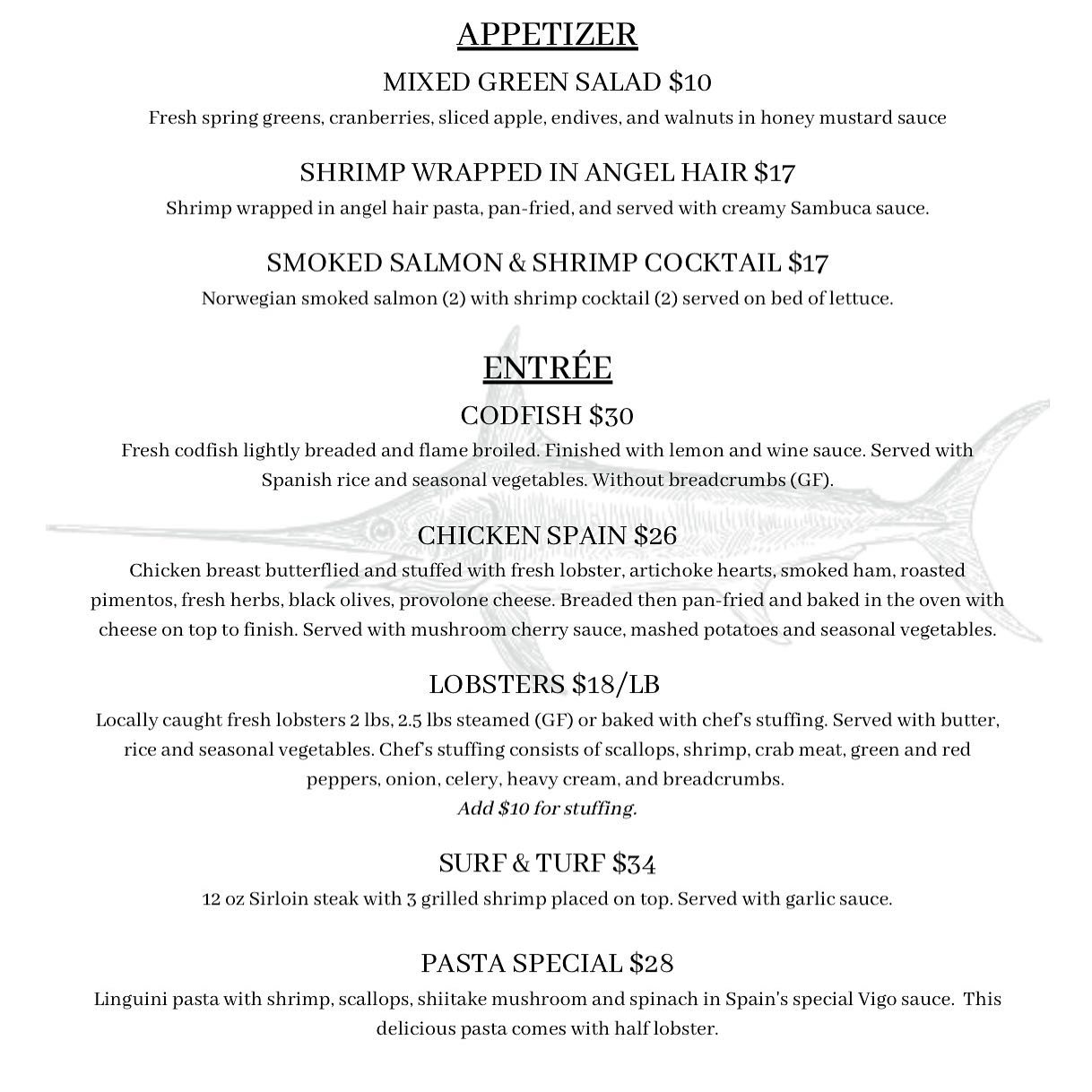 Spain Of Narragansett Spain Of Narragansett Menu - Bar Menu in Narragansett, RI