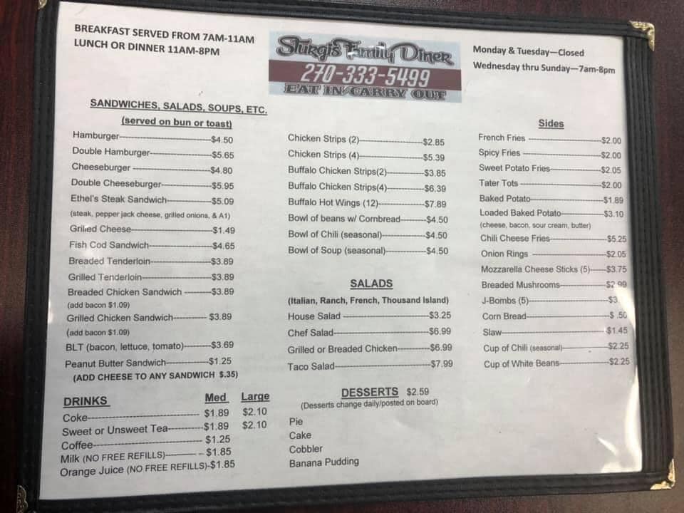 Sturgis Family Diner Sturgis Family Diner Menu - Diner Menu in Sturgis, KY