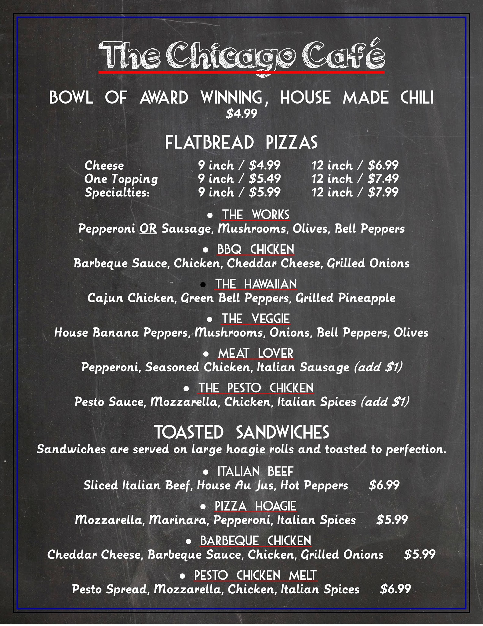 The Chicago Cafe The Chicago Cafe Menu - Cafe Menu in Florence, AL