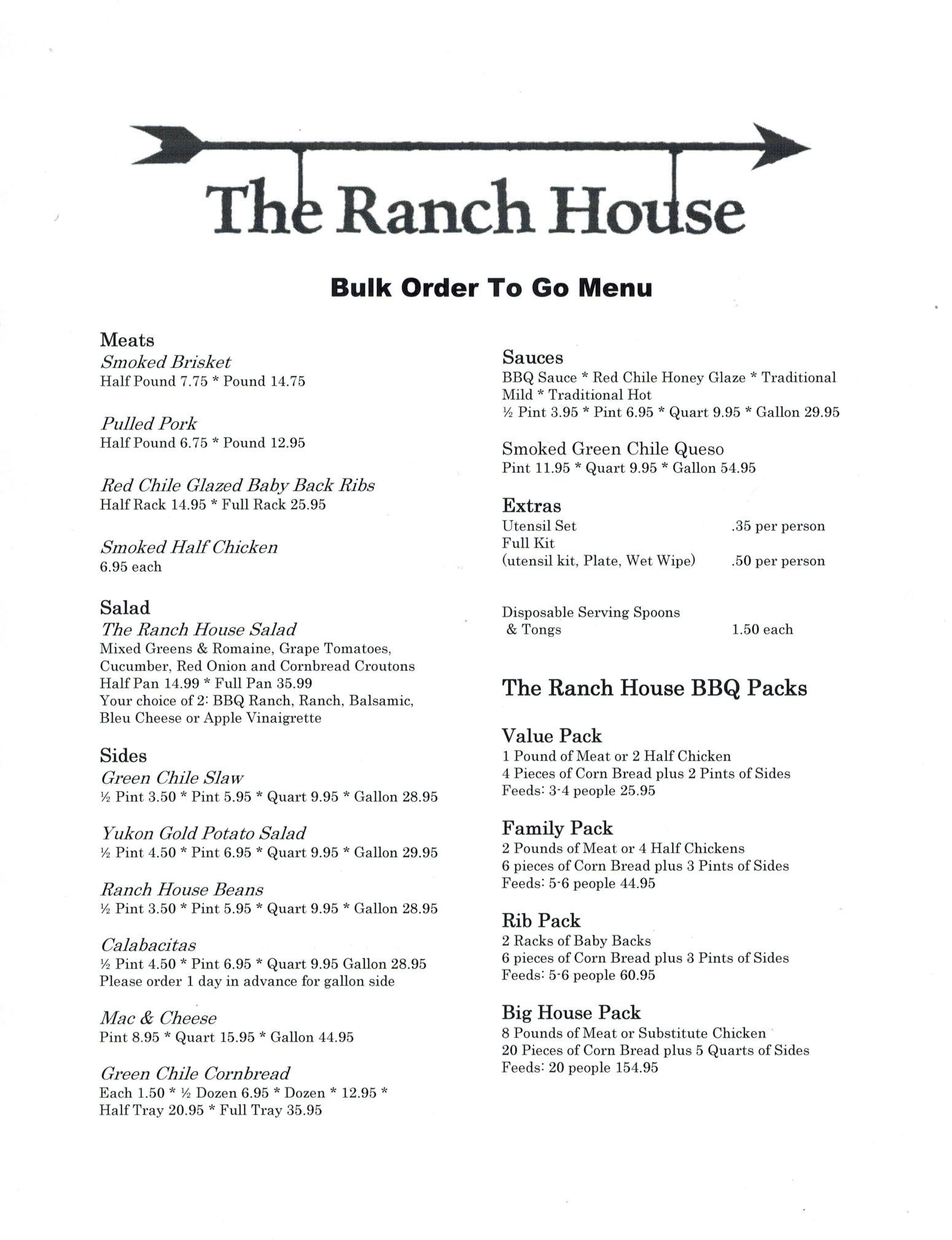 The Ranch House The Ranch House Menu - American Menu in Santa Fe, NM