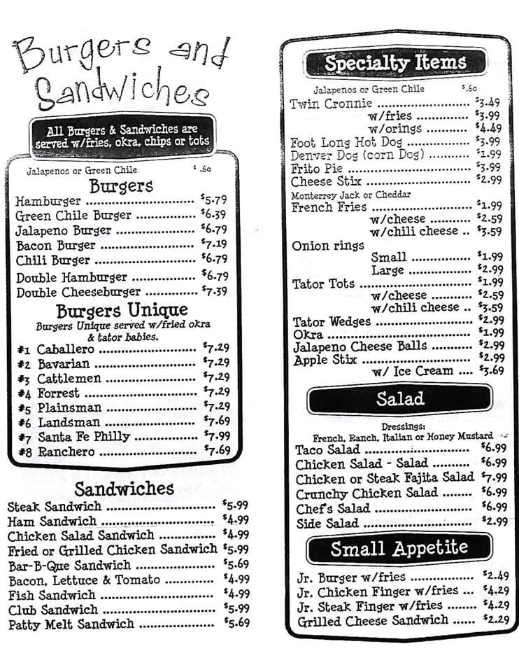Twin Cronnie Drive-In Twin Cronnie Drive-In Menu - American Menu in Clovis, NM