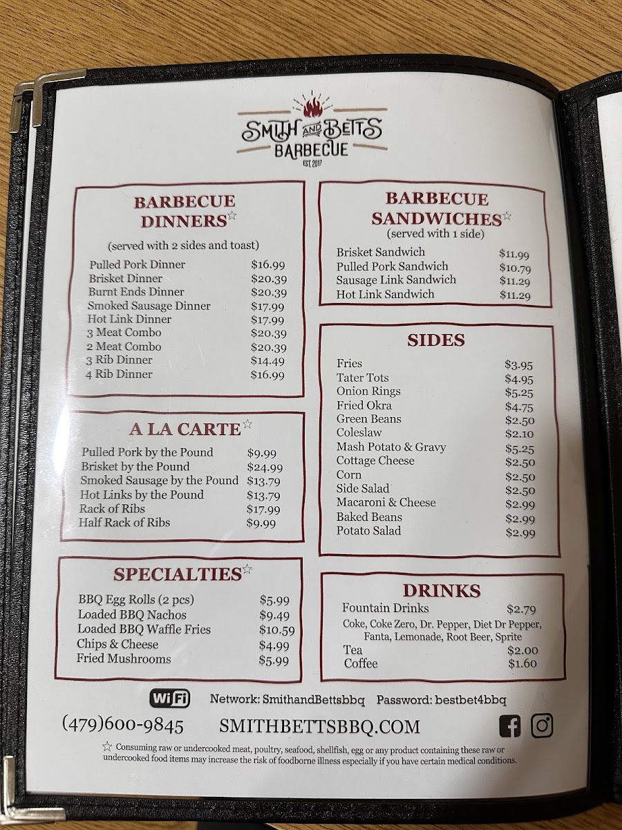 Smith and Betts Barbecue Smith and Betts Barbecue General Menu - BBQ Menu in Hiwasse, AR
